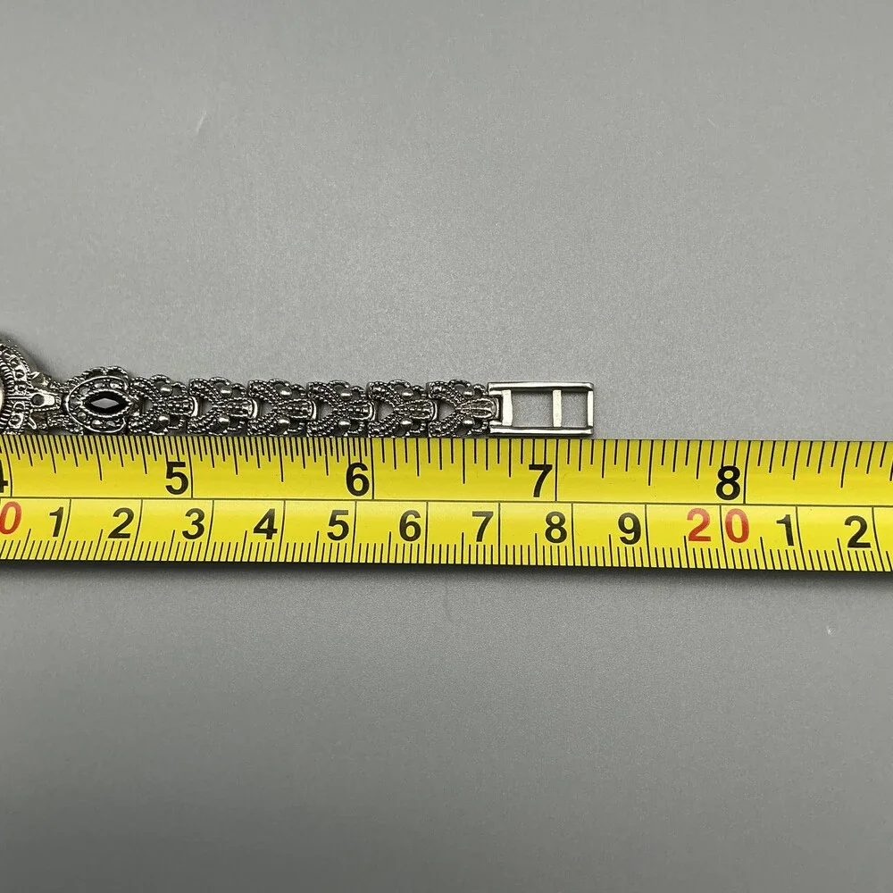 Alto Marcasite Womens Watch 24mm Silver Tone Dress Bracelet New Battery 7.25